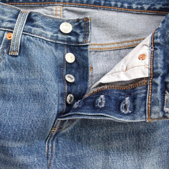 Levi's 501 Floral Embroidered Distressed Ripped Taper Cropped Button Fly Jeans - Picture 7 of 8